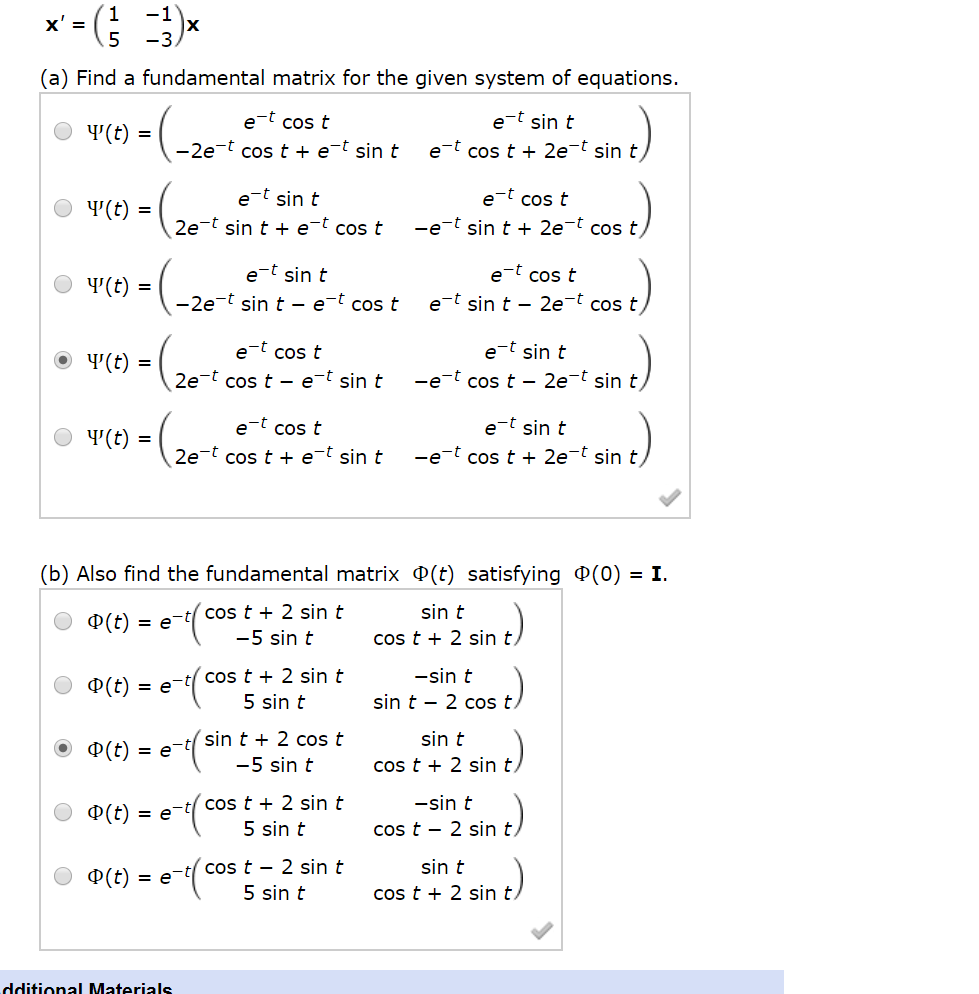 Solved 5 3 A Find A Fundamental Matrix For The Given S Chegg Com