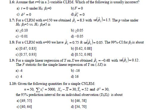 Solved Hi Can Some One Solve These Econometrics Mcq With Chegg Com