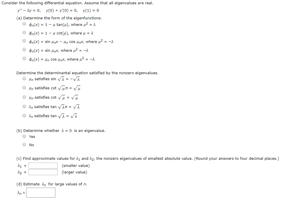 Solved Consider The Following Differential Equation Assu Chegg Com