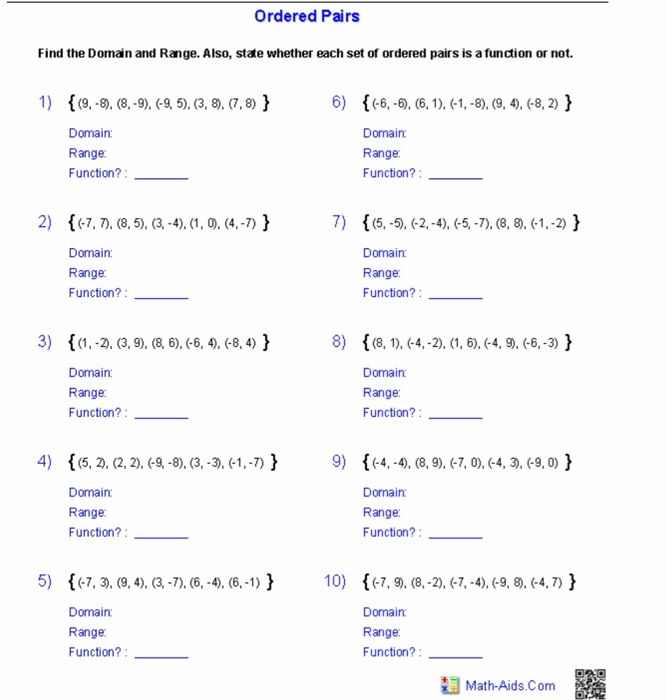 Solved Ordered Pairs Find the Domain and Range. Also, state | Chegg.com