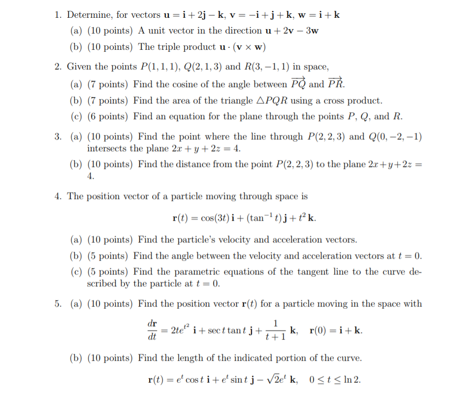 Solved 1 Determine For Vectors U I 2j K V I J Chegg Com