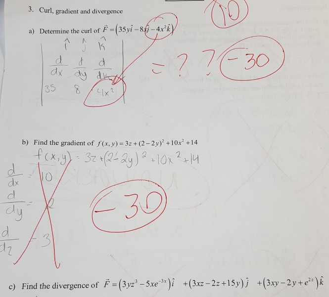 Solved 3 Curl Gradient And Divergence A Determine The Chegg Com