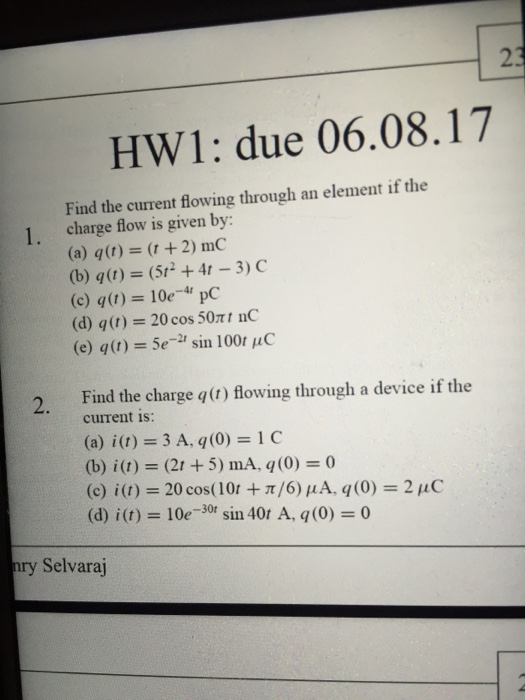 Solved Find The Current Flowing Through An Element If The Chegg Com