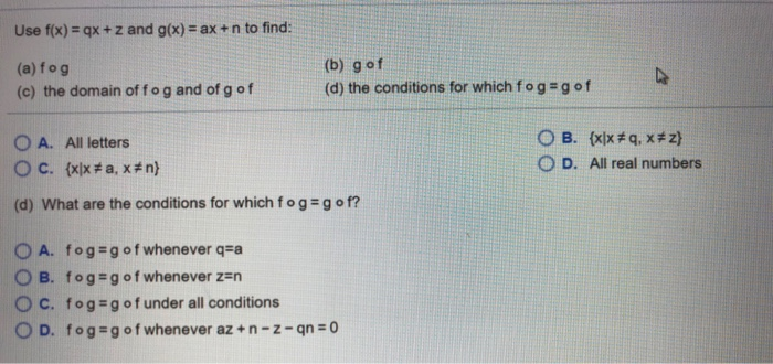 Solved Use F X Qx Z And G X Ax N To Find A Fog Chegg Com