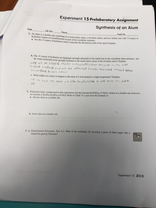 Synthesis and analysis of alum lab report picture