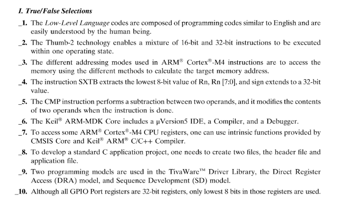 I. Truel False Selections 1. The Low-Level Language codes are composed of programming codes similar to English and are easily