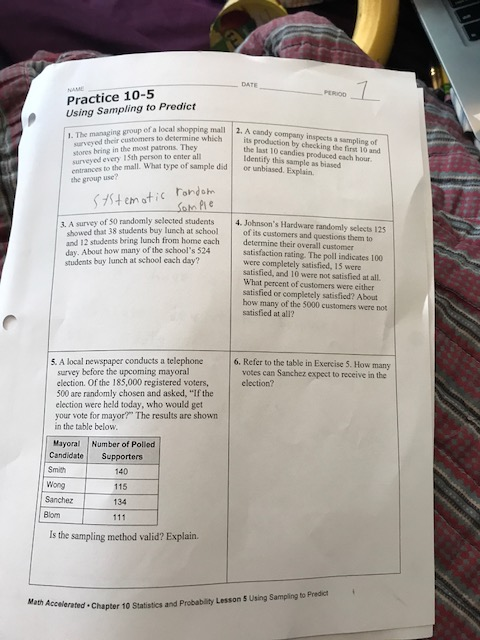 Practice 10 5 Using Sampling To Predict Period Mall Chegg 