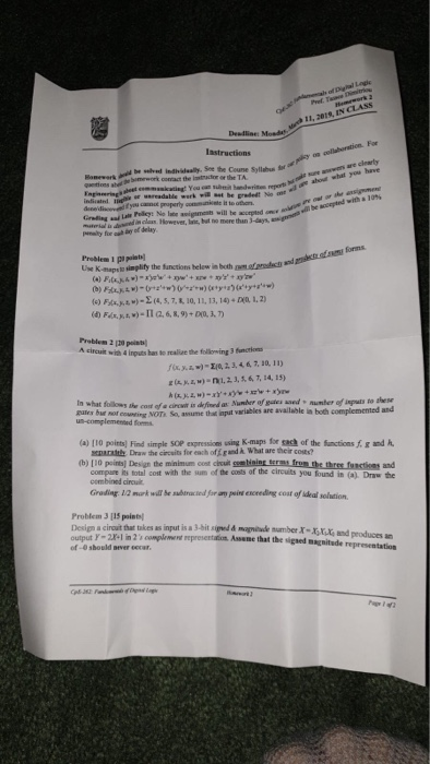 1, 2019, IN CLASS Iastructions sure awwes are clearly bea opted with a10% Problen 1 pt pailsts Use K-hap lo singlity the func