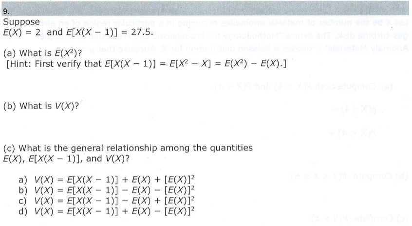 Suppose E X 2 And E X X 1 27 5 A What Is E X2 Chegg Com