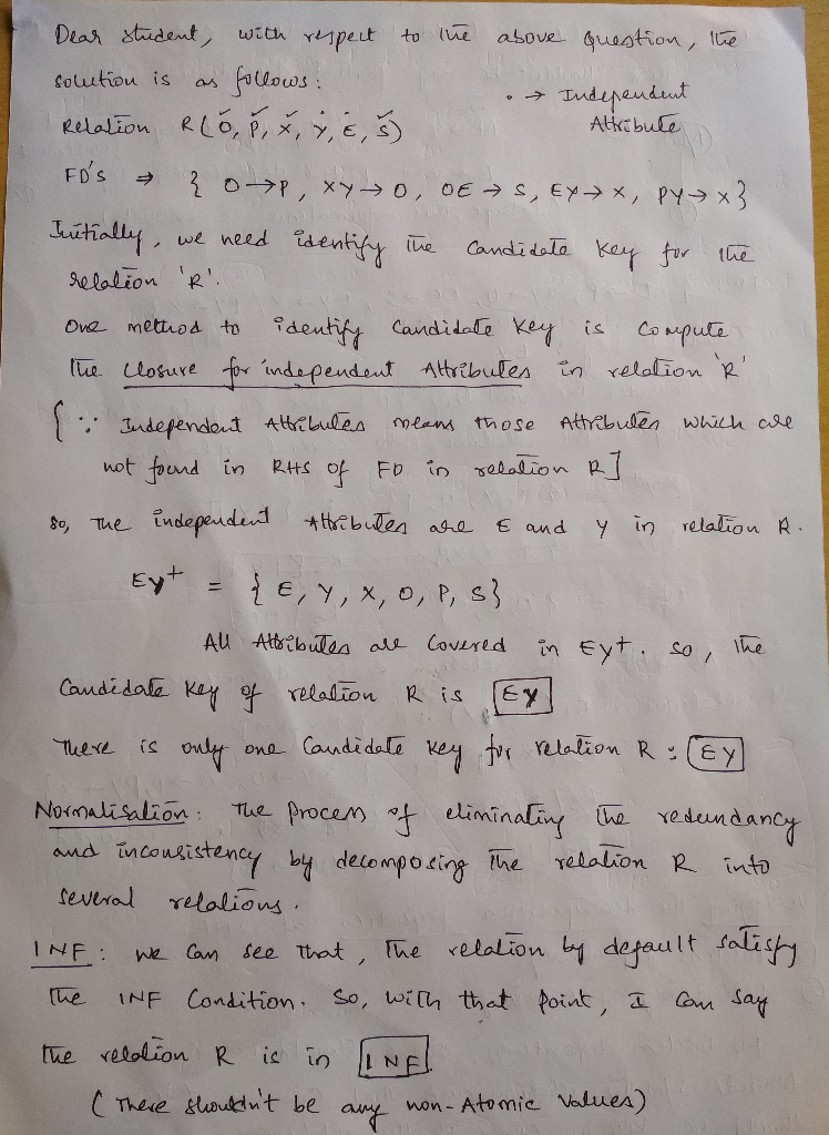 olutou is as lows: Atktbule FDs乡 we need iden the ona Caudidale ve eliminalín, lho Yedundanc ncy ons t sali the INF Condition