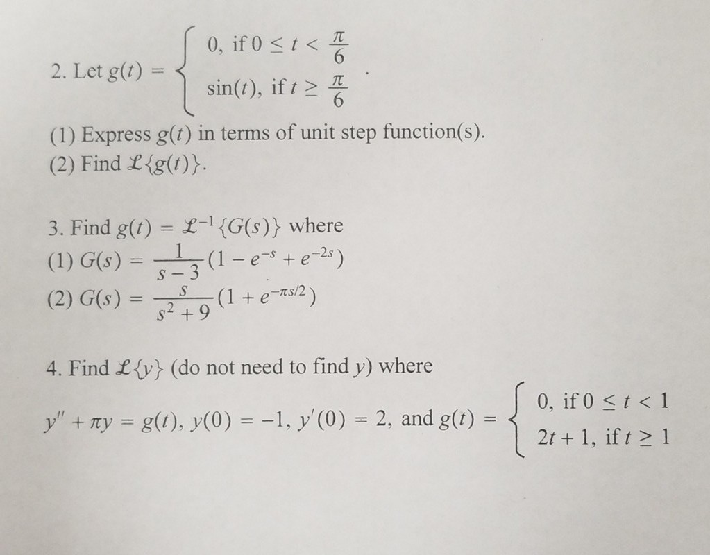 Solved 2 Let G T Sin If 1 Express G T In Terms Chegg Com