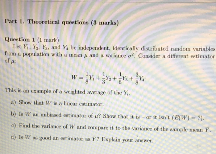 Solved Part 1 Theoretical Questions 3 Marks Question 1 Chegg Com