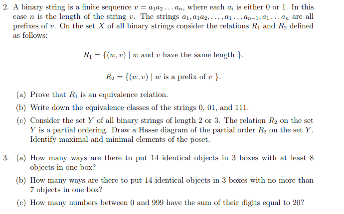 Solved 2 A Binary String S A Finite Sequence U Ala2 Chegg Com