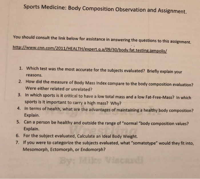 Body composition analysis, Sports Medicine