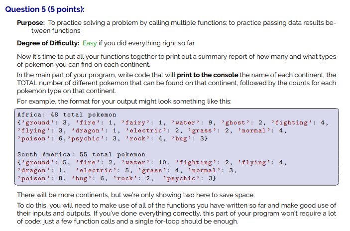 Solved Write a function called pokemon_in_continent) which