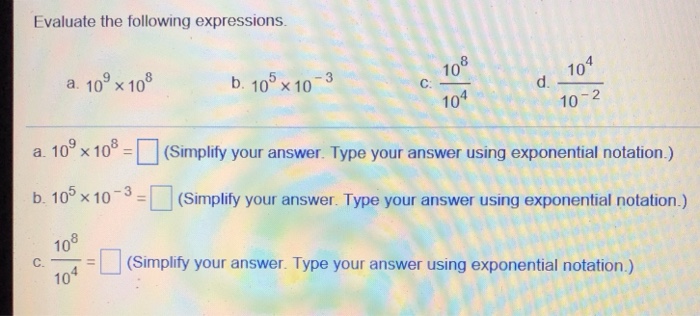 Solved Evaluate The Following Expressions 8 10 4 10 A 10 Chegg Com