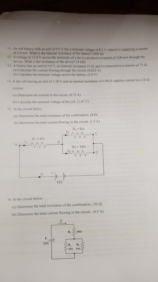 Solved Of Voltage 12 0 V A Find The Resistance Of The C Chegg Com