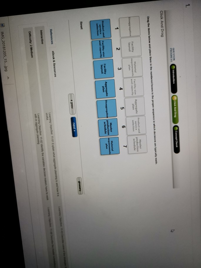 QUE STION Click And Drag Product nd service selection Master layout schedule Product and Facility size production plan FacilityAggregate selection 回IMG-20181205-15 jpg