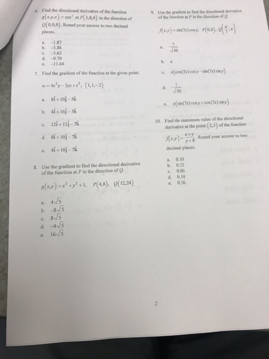 Solved Find The Directional Derivation Of The Function G Chegg Com