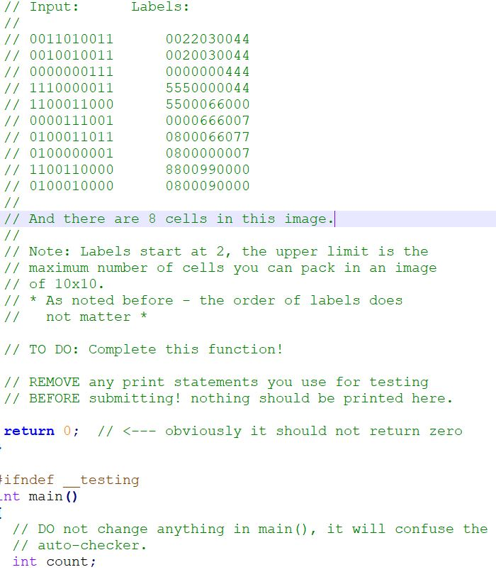 // Input: Labels: // 0011010011 // 0010010011 // 0000000111 // 1110000011 // 1100011000 // 0000111001 // 0100011011 // 010000