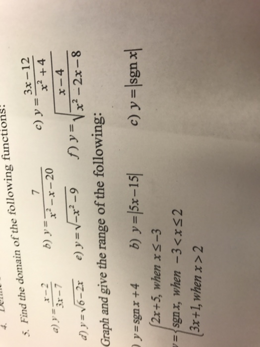 Solved Find The Domain Of The Following Functions Y X Chegg Com