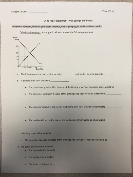 Solved Student S Name Econ 202 Ir Ch 5 Paper Assignment