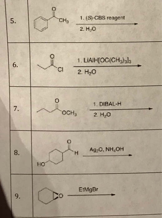 CHa 1. (S)-CBS reagent 2. H2O 5 1. LiAIH[OC(CH3)313 6. Cl 2. H20 1. DIBAL-H 7. 2. H2O 8. H Ag20, NH OH HO EtMgBr 9.