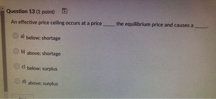 Solved Question 13 1 Point Rdd An Effective Price Ceili