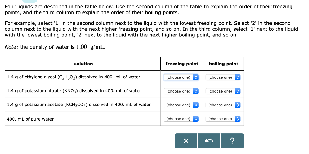 Solved Four Liquids Are Described In The Table Below Use Chegg Com Solved Four Liquids Are Described In The Table Below Use Chegg Com