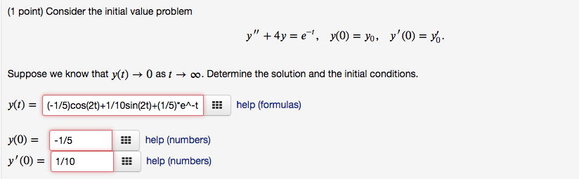 Solved 1 Point Consider The Initial Value Problem 𝑦 4 Chegg Com