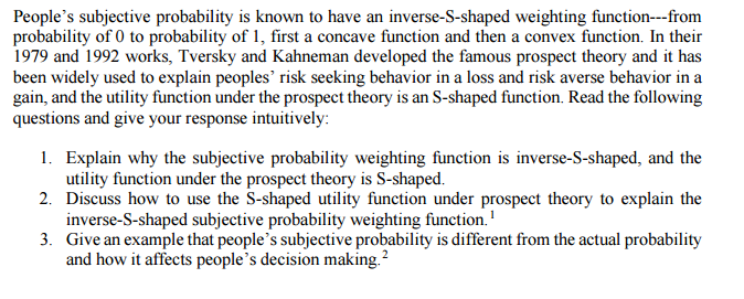 Kahneman and Tversky's S-Shaped Utility Function