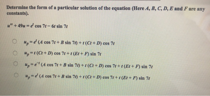 Solved Determine The Form Of A Particular Solution Of The Chegg Com