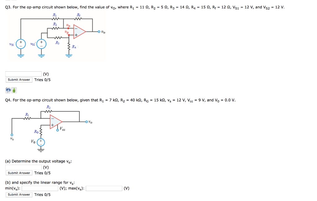 Solved Q3 For The Op Amp Circuit Shown Below Find The V Chegg Com