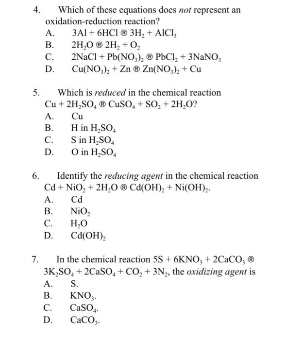 Solved 4 Which Of These Equations Does Not Represent An O Chegg Com