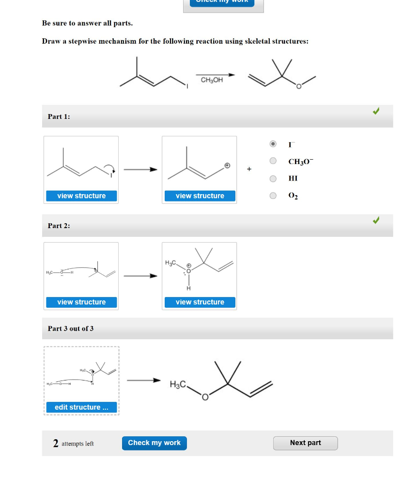 Solved Be sure to answer all parts Draw a stepwise mechanism 