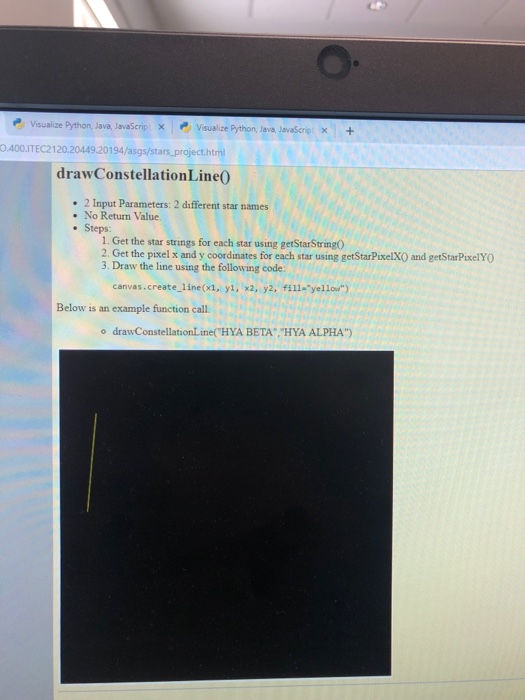 Visualize Python, Java, JavaScrip: X V Visualize Python, Java, JavaScrip x+ o.400.ITEC2120.20449.20194/asgs/stars,project.htm