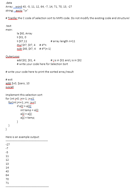 how to write c code from mips