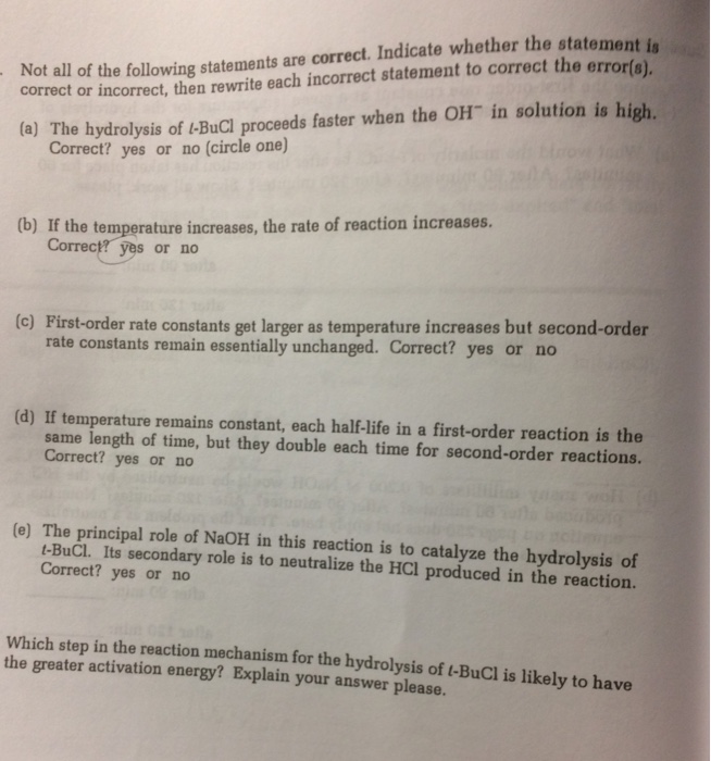 Solved Not All Of The Following Statements Are Correct. | Chegg.com