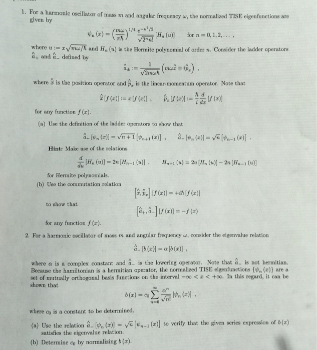 Solved Question 1a Use The Definition Of The Ladder Oper Chegg Com