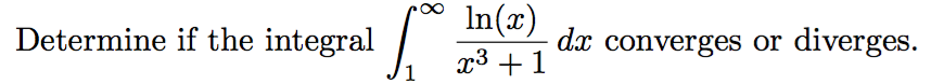 Determine if the integral In() dr converges or diverges