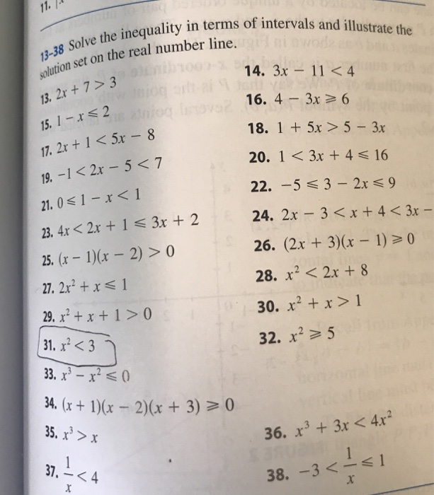 Solved Solve The Inequality In Terms Of Intervals And Ill Chegg Com