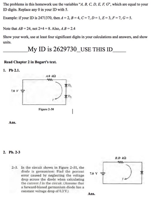 Solved The Problems In This Homework Use The Variables A Chegg Com