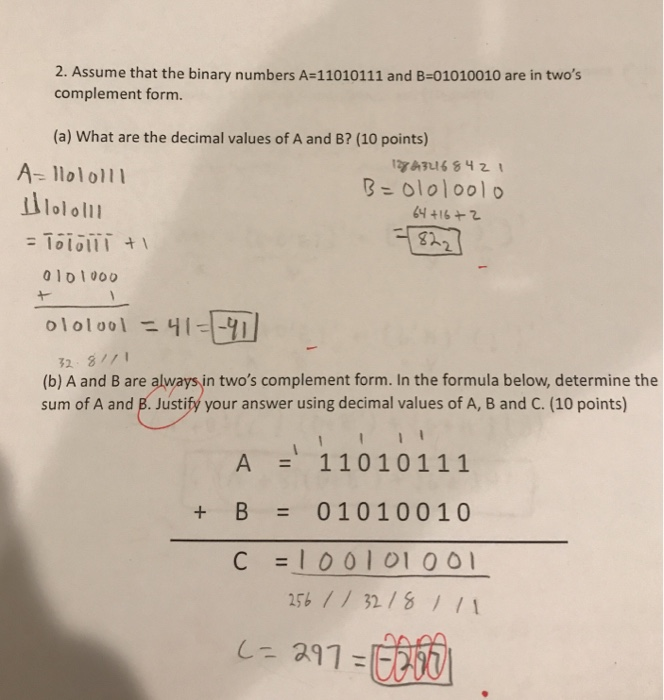 Solved 2. Assume that the binary numbers A-11010111 and | Chegg.com