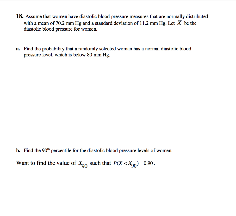 Solved 18 Assume That Women Have Diastolic Blood Pressur Chegg Com