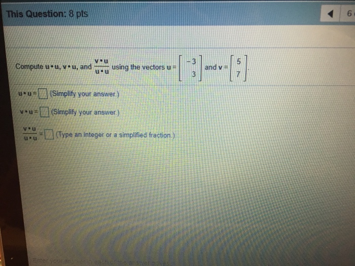 Solved This Question 8 Pts 46 F And B 5 Compute U U V Chegg Com