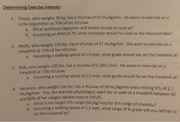 Solved Determining Exercise Intensity 1 Chuck Who Weigh