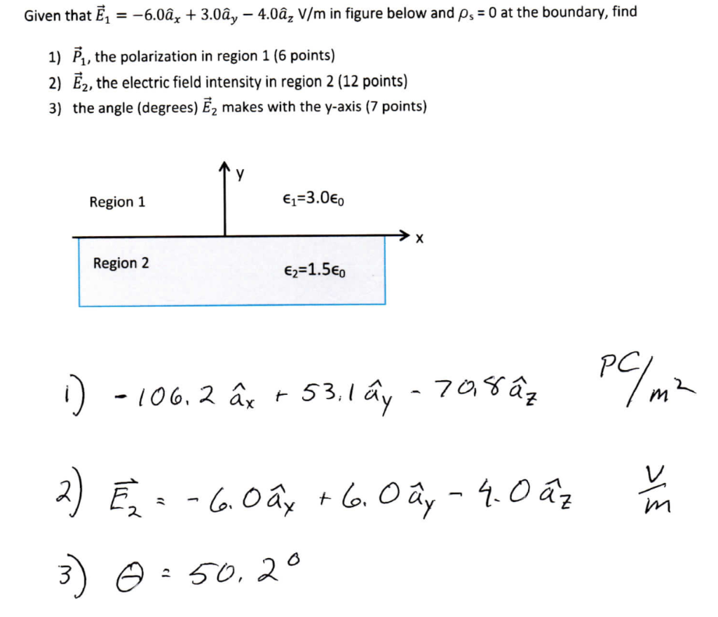 Solved Given That E 6 0ah 3 0ay 4 0az V M In Figure Chegg Com