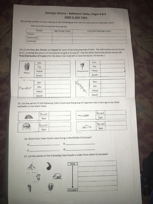 Geologic History Reference Tables Pages 8 9 Part Chegg 