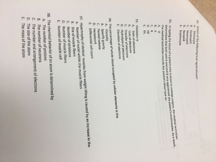 Solved Which Of The Following Is An Agranulocyte? A. | Chegg.com