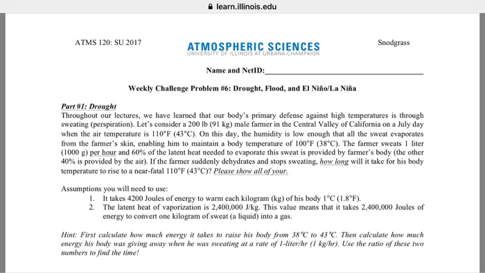 Solved learn.illinois.edu ATMS 120: SU 2017 ATMOSPHERIC